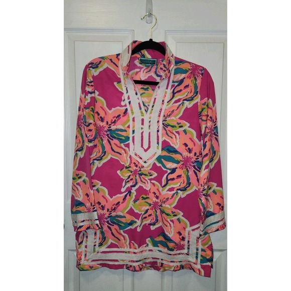 Southern Frock Tunic Top Size Small Womens Long Sleeve Bright Colorful EUC - Picture 3 of 7